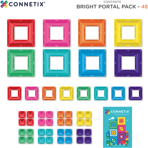 Connetix juguete de construcción magnético Bright Portal Pack 48 piezas - fichas magnéticas coloridas-3
