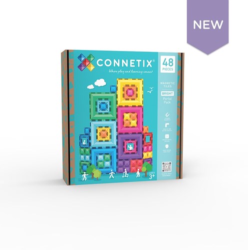 Connetix juguete de construcción magnético Bright Portal Pack 48 piezas - fichas magnéticas coloridas