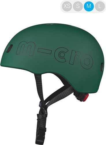 Micro casco infantil bicicleta y patinete Deluxe Forest Green con luz LED
