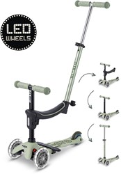 Micro patinete infantil Mini2Grow 4en1 LED verde - ajustable y multifuncional