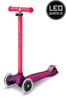 Micro patinete infantil Maxi Deluxe LED morado rosa neón manillar ajustable