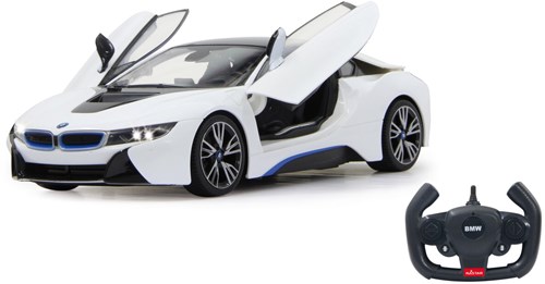 Jamara BMW I8 - Coche RC blanco 1:14 con mando a distancia y puertas que se abren-2