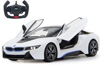 Jamara BMW I8 - Coche RC blanco 1:14 con mando a distancia y puertas que se abren