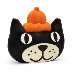 Jellycat peluche gato Head Giant felpa negro-naranja grande