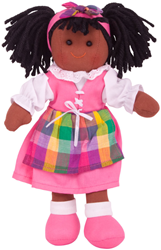 Bigjigs Toys Jess -Drk Hr/Pnk Dress;Chck Tabrd&WhiteBlou