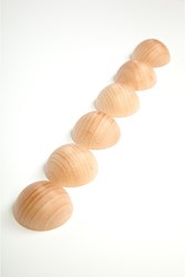 Grapat semiesferas de madera color natural - juguete educativo 6 piezas