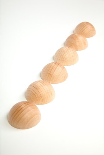 Grapat semiesferas de madera color natural - juguete educativo 6 piezas