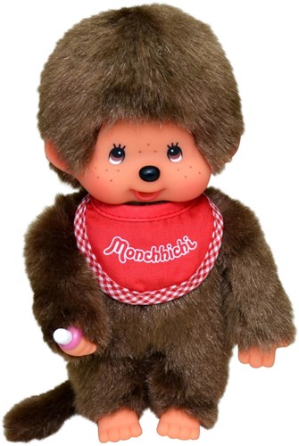 Monchhichi muñeco de peluche niño con babero rojo - 20 cm - peluche