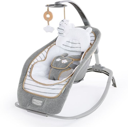Ingenuity silla mecedora para bebé Bella Teddy con música y vibración gris