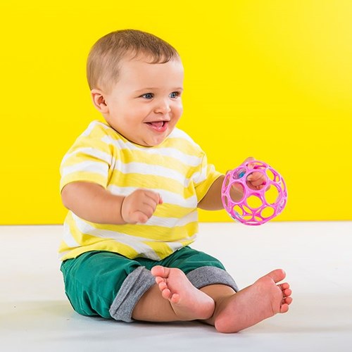 Oball Sonajero Pelota 10 cm - Juguete para Bebé Rosa-2