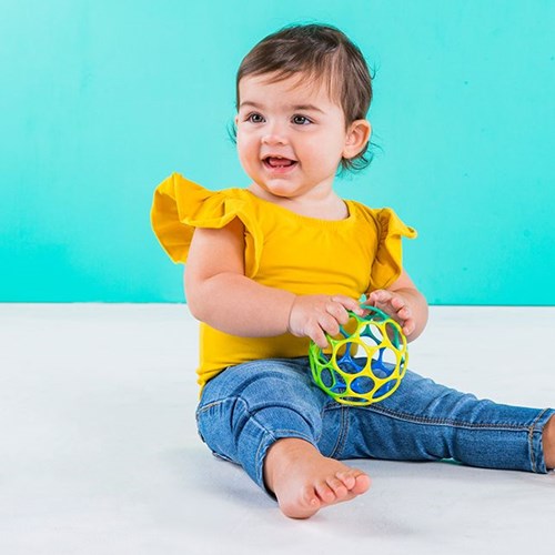 Oball pelota juguete clásica azul verde amarilla - 10 cm fácil agarre-2