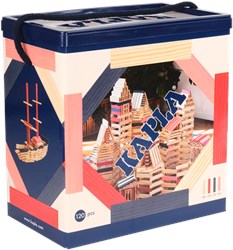 Kapla set de construcción - tablillas de madera - 120 piezas azul rojo rosa