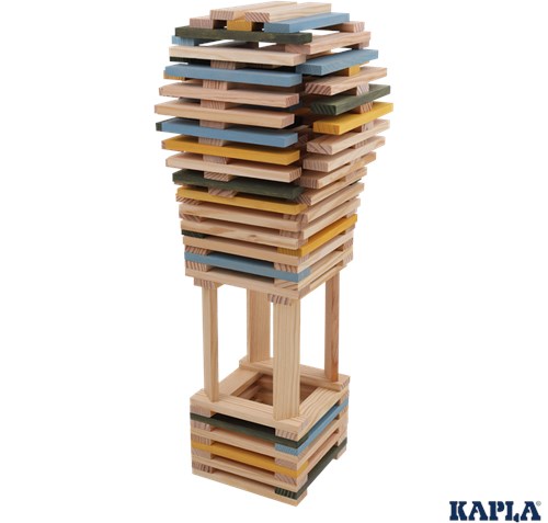 Kapla set de construcción - juguete de madera 120 tablillas azul, amarillo, verde-2