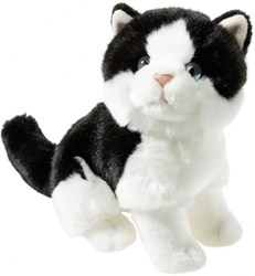 Heunec peluche gato blanco-negro juguete suave 24cm para niños