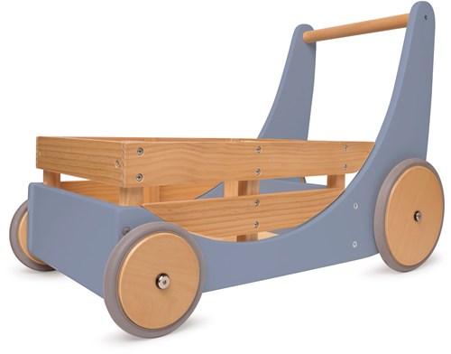 Kinderfeets Carrito de Almacenamiento y Andador de Madera 2 en 1 - Azul Pizarra