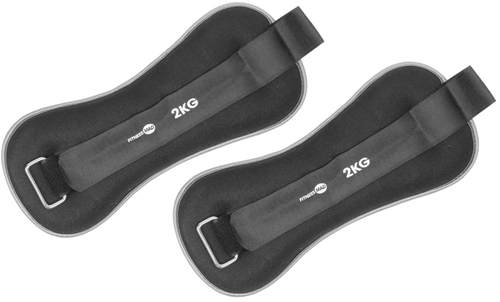 Fitness-Mad pesas para muñeca y tobillo 2 x 2kg neopreno negro