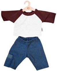 Hollie ropa para muñecas vaqueros y camiseta burdeos - set para muñecas