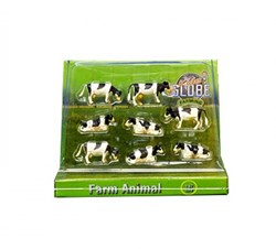 Kids GLOBE vacas juguete blanco y negro 8 piezas escala 1:87 granja