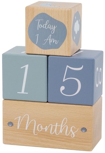 Label Label bloques de madera hitos azul - decoración habitación bebé-2
