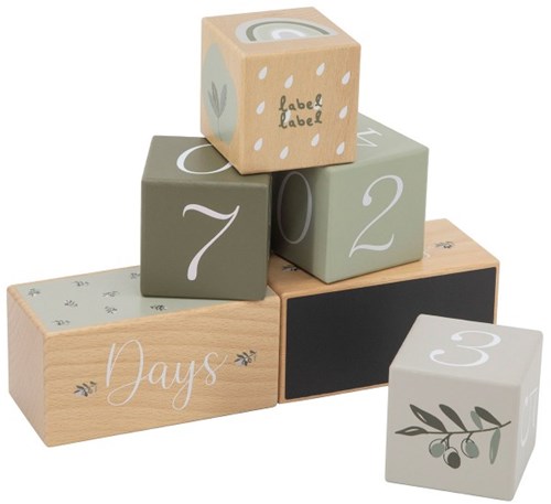 Label Label bloques de hitos de madera verde oliva - decoración infantil