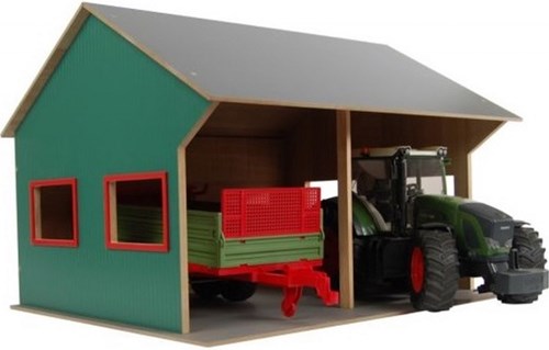 Kids GLOBE cobertizo agrícola de juguete para 2 vehículos 1:16 madera-2
