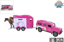 Kids GLOBE coche de juguete Land Rover con remolque rosa 26cm plástico