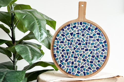 Little Creations bandeja redonda DIY azul kit de mosaico