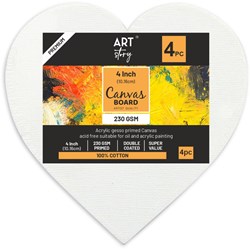 Little Birdie Crafts Little Birdie Canvas Paneel Hart 10 cm 4 stuks