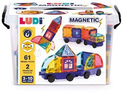 Ludi set de construcción vehículos magnéticos juguete 63 piezas maletín