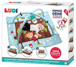 Ludi alfombra de juegos bebé búho azul con arcos y juguetes sensoriales