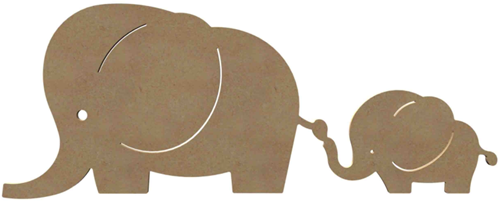 Gomille familia de elefantes MDF 58 cm decoración manualidades