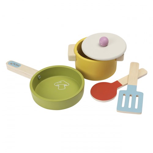 Micki set de cocina de madera juguete - set de cocina colorido para niños-2