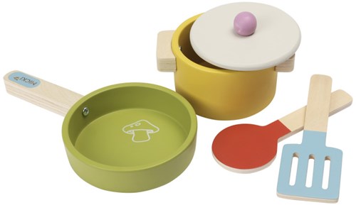 Micki set de cocina de madera juguete - set de cocina colorido para niños-3