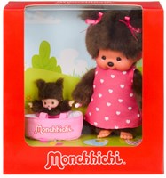 Muñeca de peluche Monchhichi 20 cm con MiniBebichhichi cesta juguete-2