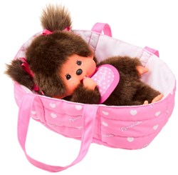 Monchhichi muñeca de peluche con bolsa de transporte - 20 cm - juguete adorable