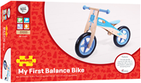 BigJigs bicicleta de equilibrio de madera azul - bici sin pedales para niños-2