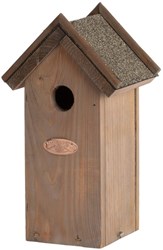 Esschert Design caseta nido pájaros madera herrerillo tejado betún FSC