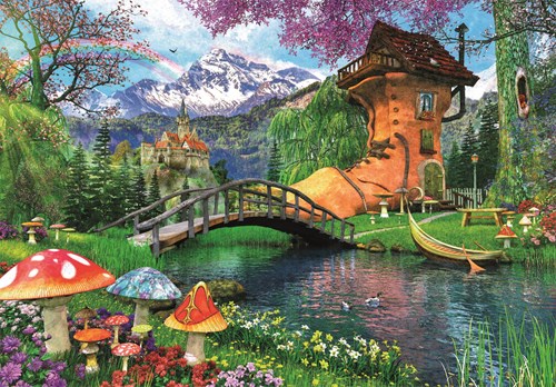 Clementoni puzzle - 500 piezas - The Old Shoe House - Compact Box - Rompecabezas para adultos
