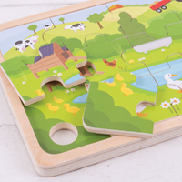 BigJigs puzzle de madera granja - juguete educativo para niños-3