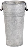 Esschert Design jarrón zinc envejecido con asas de madera 30cm decoración