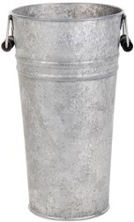 Esschert Design jarrón zinc envejecido con asas de madera 30cm decoración