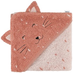 Trixie capa de baño bebé 75x75cm Mrs. Cat algodón orgánico rosa
