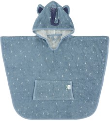 Trixie poncho algodón orgánico toalla con capucha niño Mrs Elephant azul