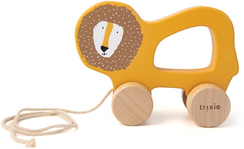 Trixie juguete de arrastre de madera - león de madera FSC - juguete para bebés amarillo