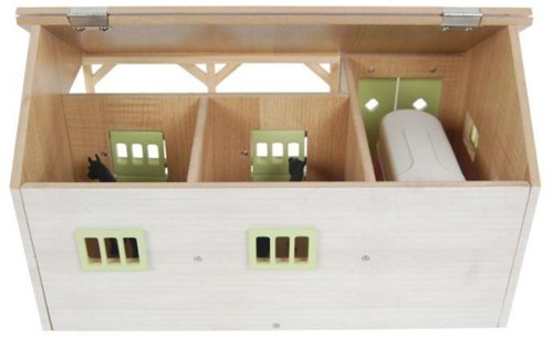 Establo de juguete Kids Globe 1:32 con 2 boxes y almacén rosa-3