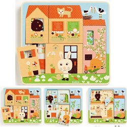 Djeco Holzpuzzle - Kaninchenhäuschen - 3 Teile