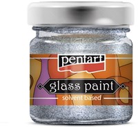 Pentart pintura para vidrio base solvente 30 ml plata brillante decorativa