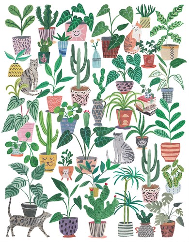 Pieces & Peace rompecabezas gatos y plantas - juego de puzzle 500 piezas