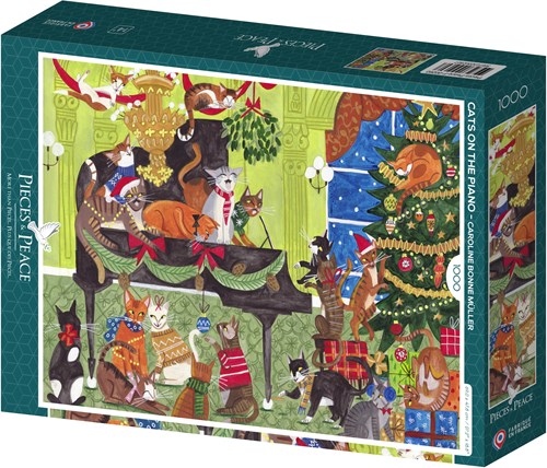 Pieces & Peace puzzle gatos en el piano - puzzle de 1000 piezas-2
