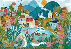 Pieces & Peace puzzle Coastal Village - juego de rompecabezas 1000 piezas